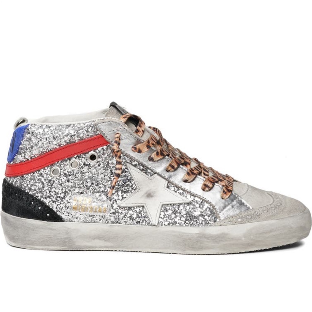 Golden Goose Mid Star Glitter Sneakers - size 38/ US 8